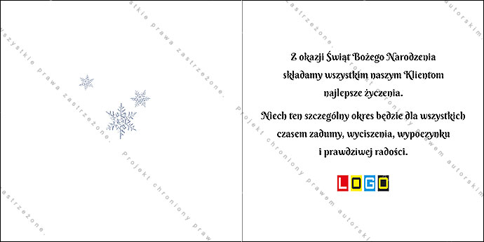 Wnętrze kartki BN2-582 z miejscem na życzenia i logo firmy