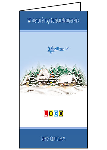 Wzór BN3-058 - Kartki drukowane dla firm z LOGO, Karnety świąteczne dla firm, pozioma - podgląd miniaturka