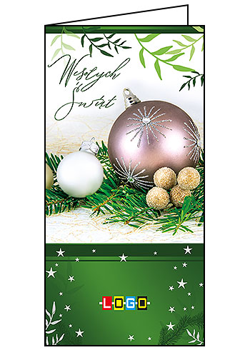 Wzór BN3-062 - Kartki drukowane dla firm z LOGO, Karnety świąteczne dla firm, pozioma - podgląd miniaturka