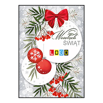 Wzór BZ1-014 - Kartki drukowane dla firm z LOGO, Karnety świąteczne dla firm, pozioma - podgląd miniaturka