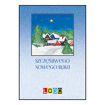 Wzór BZ1-291 - Kartki drukowane dla firm z LOGO, Karnety świąteczne dla firm, pozioma - podgląd miniaturka