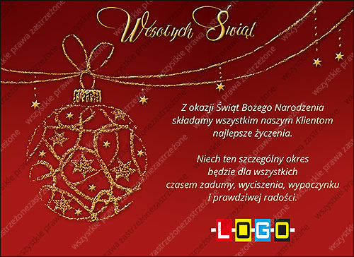 E-kartka świąteczna EBN-001 — Złota bombka