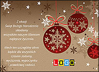 Bordowe bombki na kraft – kartka EBN-011