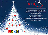 Biała choinka z bokeh – kartka EBN-035