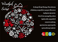 Czarna bombka z ozdobami – kartka EBN-073