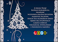 Srebrna choinka z bombkami – kartka EBN-103