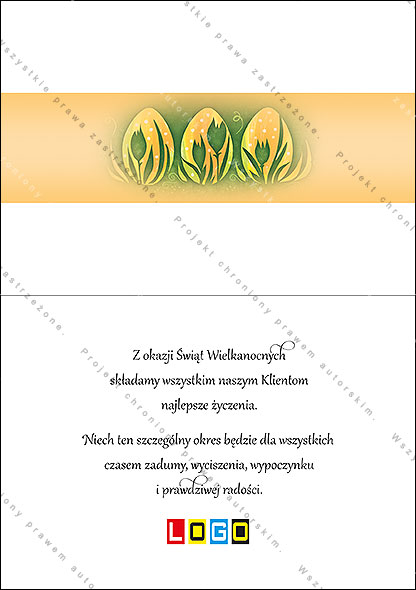 Wnętrze karnetu WN1-147 – życzenia i logo firmy